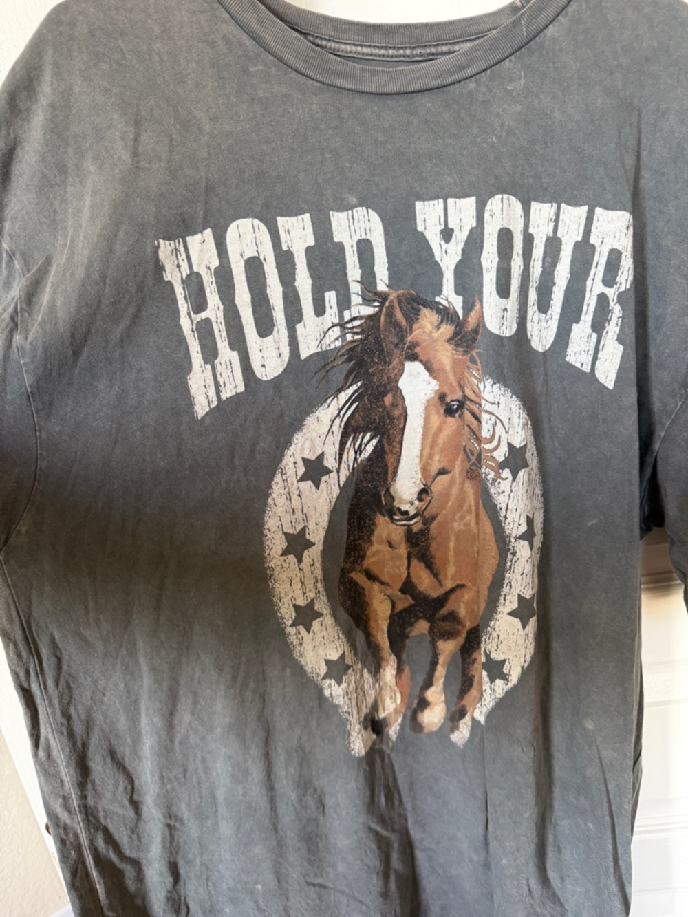 Women's Charcoal 'Hold Your' Horse Graphic Tee